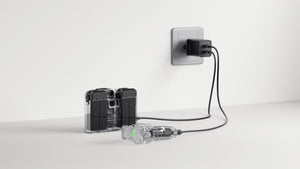 Antigravity dual USB-C charger powering compatible A1 equipment