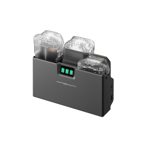 Antigravity A1 Charging Hub manufacturer illustration with flight batteries shown for use and sold separately