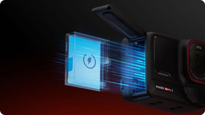 Insta360 Ace Pro 2 Battery manufacturer fast charging graphic for the camera charging arrangement