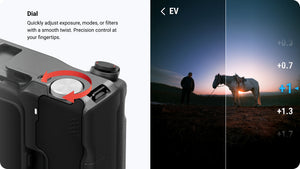 Insta360 Ace Pro 2 Xplorer Grip Pro Kit customisable control dial and exposure adjustment illustration