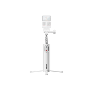 White Mini 2-in-1 Tripod 2.0 opened with an illustrative camera supplied separately
