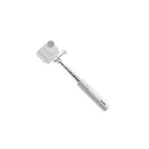 White Mini 2-in-1 Tripod 2.0 used as a selfie stick with illustrative camera