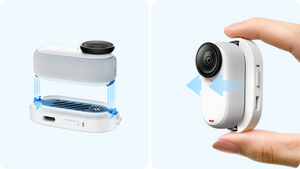 Magnetic attachment and clasp connection shown with a separate camera