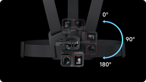 Insta360 Chest Strap 2.0 camera base rotation through 90 and 180 degrees