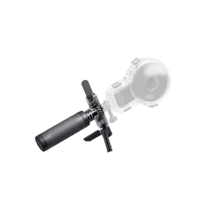 Insta360 Dive Buddy angled support and stabiliser fin with an illustrative camera case