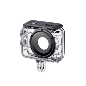 Insta360 GO 3/GO 3S Dive Case angled front view of the empty case and buckle