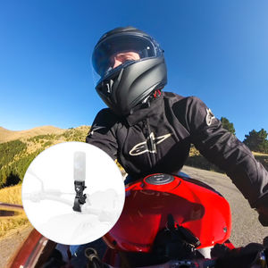 Insta360 Heavy Duty Clamp riding application with an illustrated clamp connection