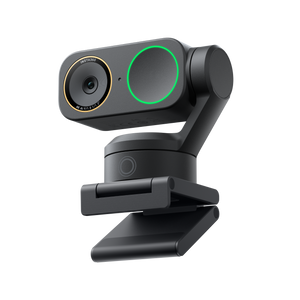 Insta360 Link 2 Pro Graphite Black webcam on its magnetic mount