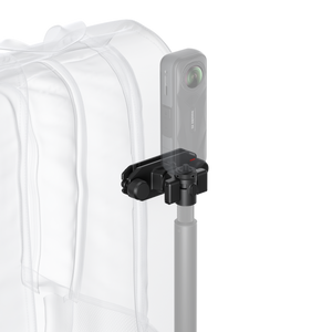Insta360 Magnetic Selfie Stick Holster backpack-strap mounting example with illustrative camera and stick