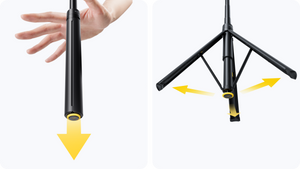Insta360 Throwpod controlled low-height tripod deployment illustration