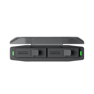 Insta360 X6 Fast Charge Case top view of the case with battery compartments and indicators