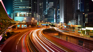 Long-exposure city light trails illustrating creative exposure control
