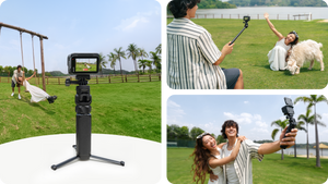 Handheld and tabletop tripod uses of the same support
