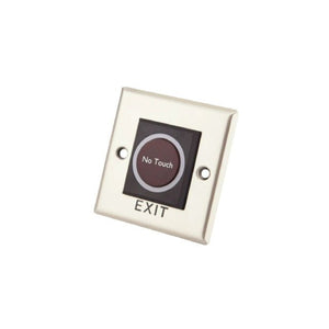 Tough 12V infrared exit button, angled front view