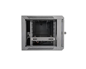 Tough 6U Wall Mount Server Cabinet, with glass front door open, straight-on view