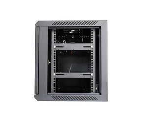 Tough 9U Wall Mount Server Cabinet, with front door removed, straight-on interior view