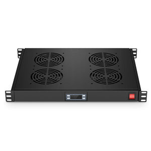 Tough Server Rack Fan Tray with 4-Ventilation Fans, 1U rack fan tray with four fans, controller and power switch