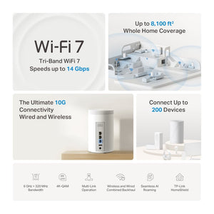 TP - Link Deco BE68 BE14000 Tri - Band Whole Home Mesh WiFi 7 System - ACE Peripherals