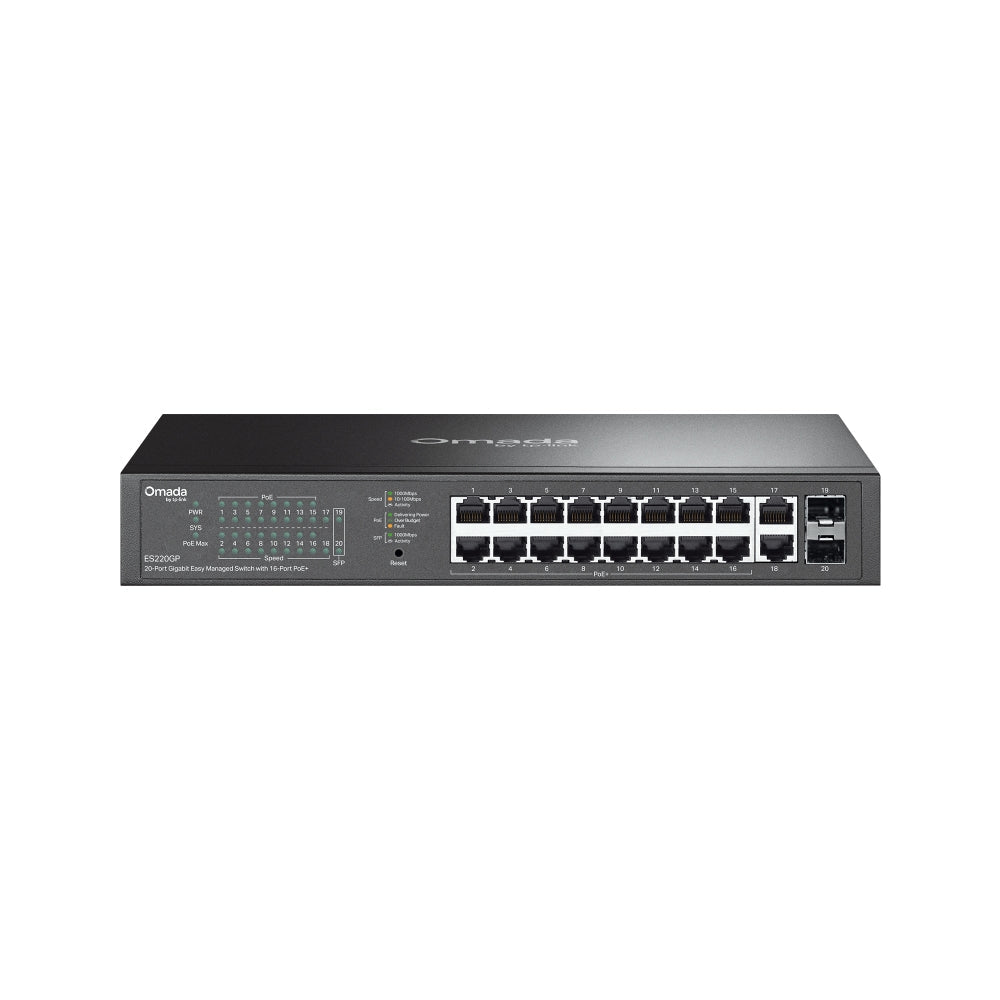 TP-Link ES220GP Omada 20-Port Gigabit Easy Managed Switch with 16-Port PoE+ - ACE Peripherals