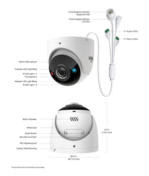 TP - Link InSight S485PI VIGI 8MP Outdoor IR 180° Panoramic Turret Network Camera - ACE Peripherals