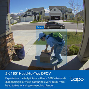 TP - Link TD21 Tapo Smart Video Doorbell 2K 3MP 160° Camera (D210) - ACE Peripherals