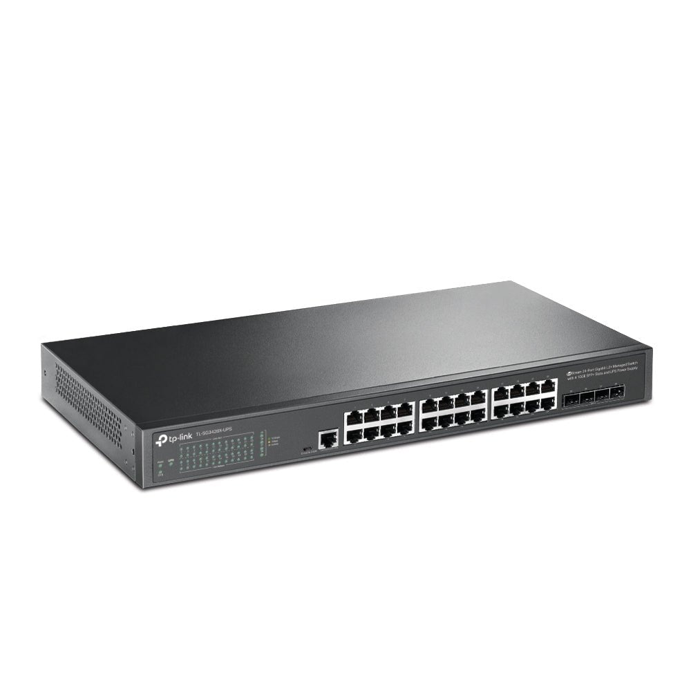 TP - Link TL - SG3428X - UPS JetStream 24 - Port Gigabit L2+ Managed Switch with 4 10GE SFP+ Slots and UPS Power Supply