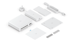 Ubiquiti USW-Pro-XG-8-PoE switch with included 210W adapter and mounting hardware