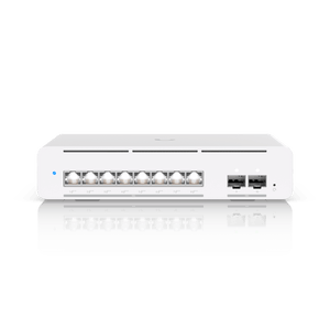 Ubiquiti USW-Pro-XG-8-PoE front view showing eight 10GbE RJ45 and two SFP+ ports