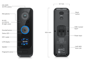 Ubiquiti UVC G4 Doorbell Pro WiFi FHD 2MP 155° Camera with Fingerprint Sensor - ACE Peripherals