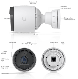 Ubiquiti UVC - G6 - Bullet G6 8MP 4K AI Bullet IP Camera - ACE Peripherals