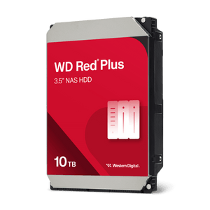 WD Red Plus 10TB NAS hard drive angled view