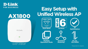 D-Link DAP-X1810F AX1800 Wi-Fi 6 Dual-Band PoE Access Point - ACE Peripherals