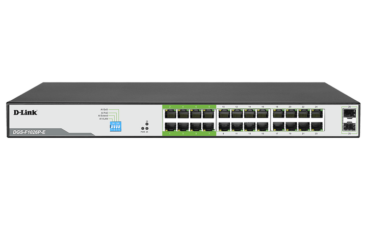 D-Link DES-F1026P-E 250M 24-Port Fast Ethernet Long Range PoE Switch - ACE Peripherals