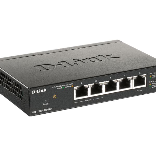 D-Link DGS-1100-05PDV2 5-Port Gigabit PoE Smart Managed Switch and PoE Extender - ACE Peripherals