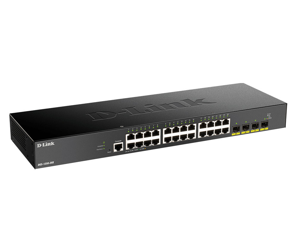 D-Link DGS-1250-28X 24-Port Gigabit Smart Managed Layer 2+ Switch With 10G SFP+ - ACE Peripherals