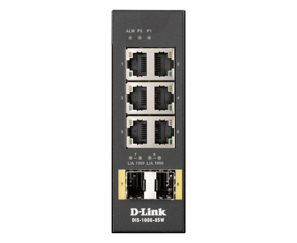 D-Link DIS-100G-8SW 6-Port Gigabit Unmanaged Industrial Switch with SFP - ACE Peripherals
