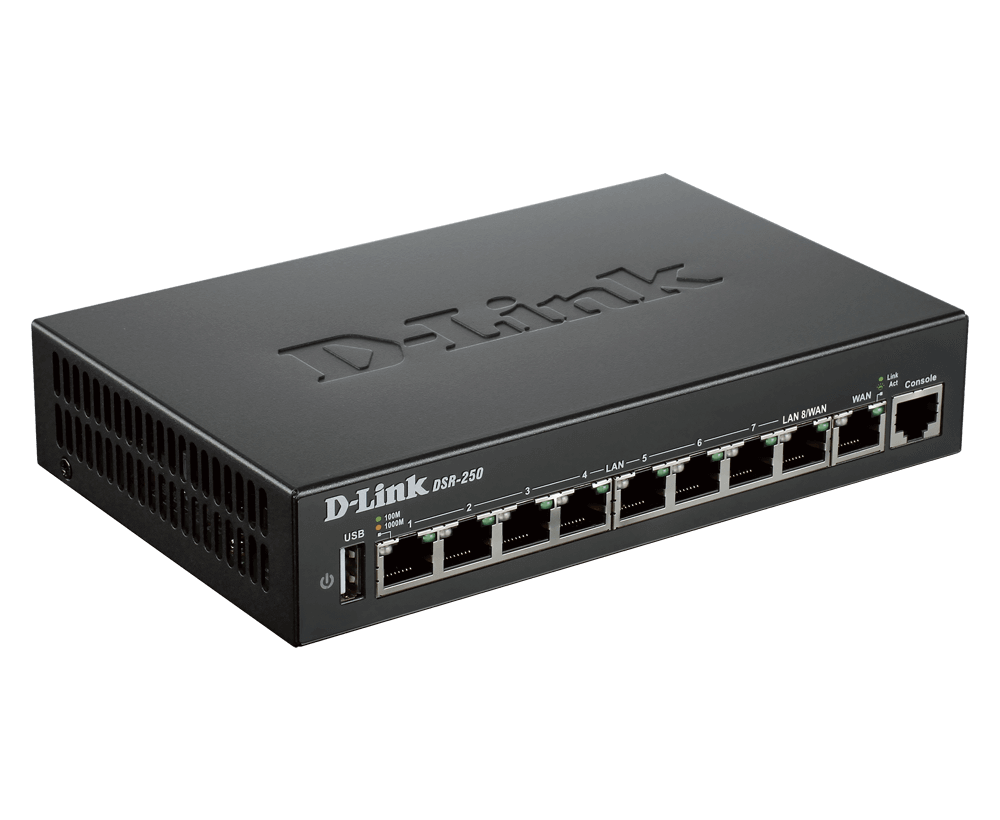 D-Link DSR-250 8-Port Gigabit VPN Router - ACE Peripherals