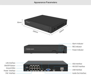 Foscam FNA108HE 8-Channel 8MP POE Network Video Recorder - ACE Peripherals