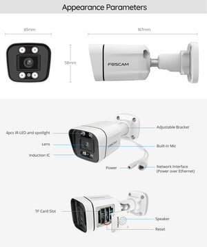 Foscam V8EP 8MP UHD POE IP Bullet Camera with Sound and Light Alarm - ACE Peripherals