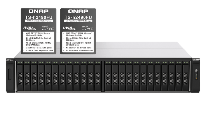 QNAP TS-h2490FU 24-Bay NVMe All-Flash Rackmount NAS - ACE Peripherals