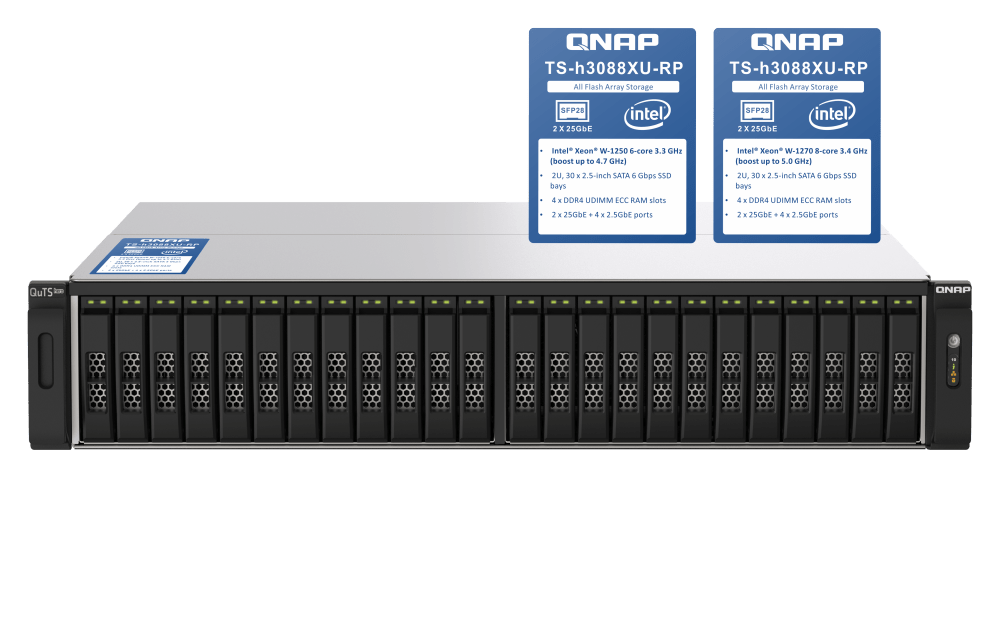 QNAP TS-h3088XU-RP 30-Bay All-Flash Rackmount NAS - ACE Peripherals