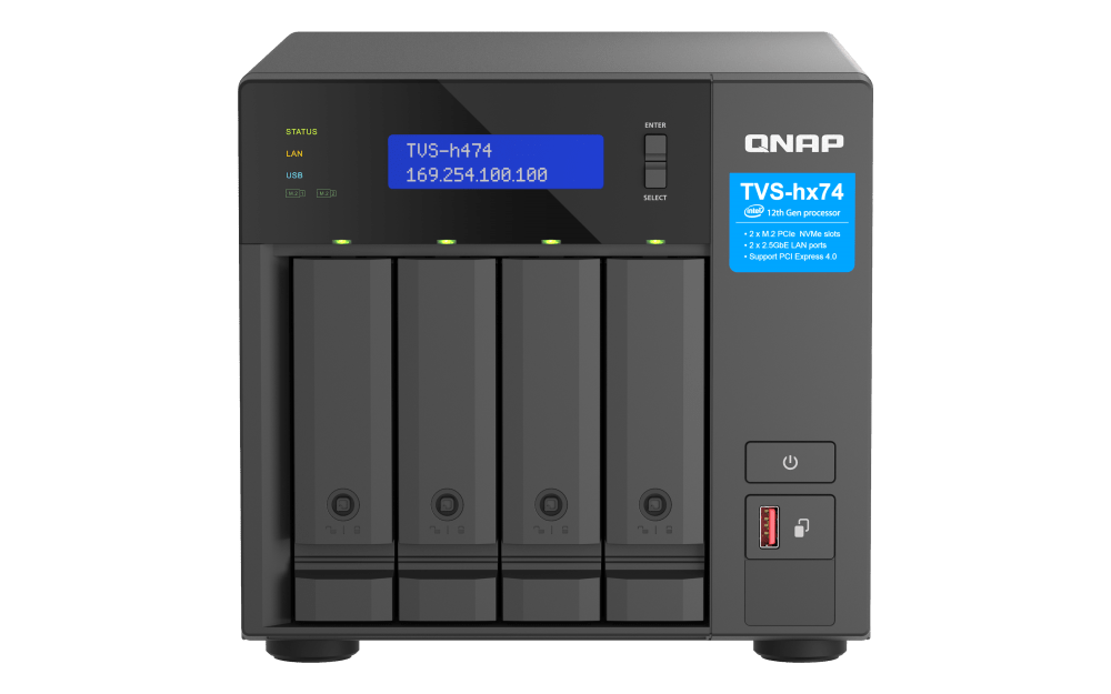 QNAP TVS-h474 4-Bay 2.5G/10G Tower NAS - ACE Peripherals