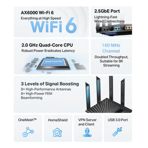 TP-Link Archer AX80 AX6000 8-Stream Wi-Fi 6 Router with 2.5G Port - ACE Peripherals