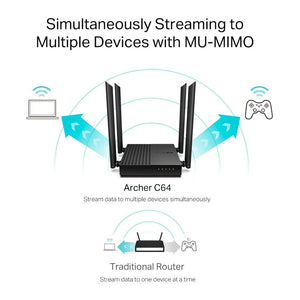 TP-Link Archer C64 AC1200 Wireless MU-MIMO WiFi Router - ACE Peripherals