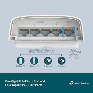 TP-Link SG2005P-PD Omada 5-Port Gigabit Smart Switch with 1-Port PoE++ In and 4-Port PoE+ Out - ACE Peripherals