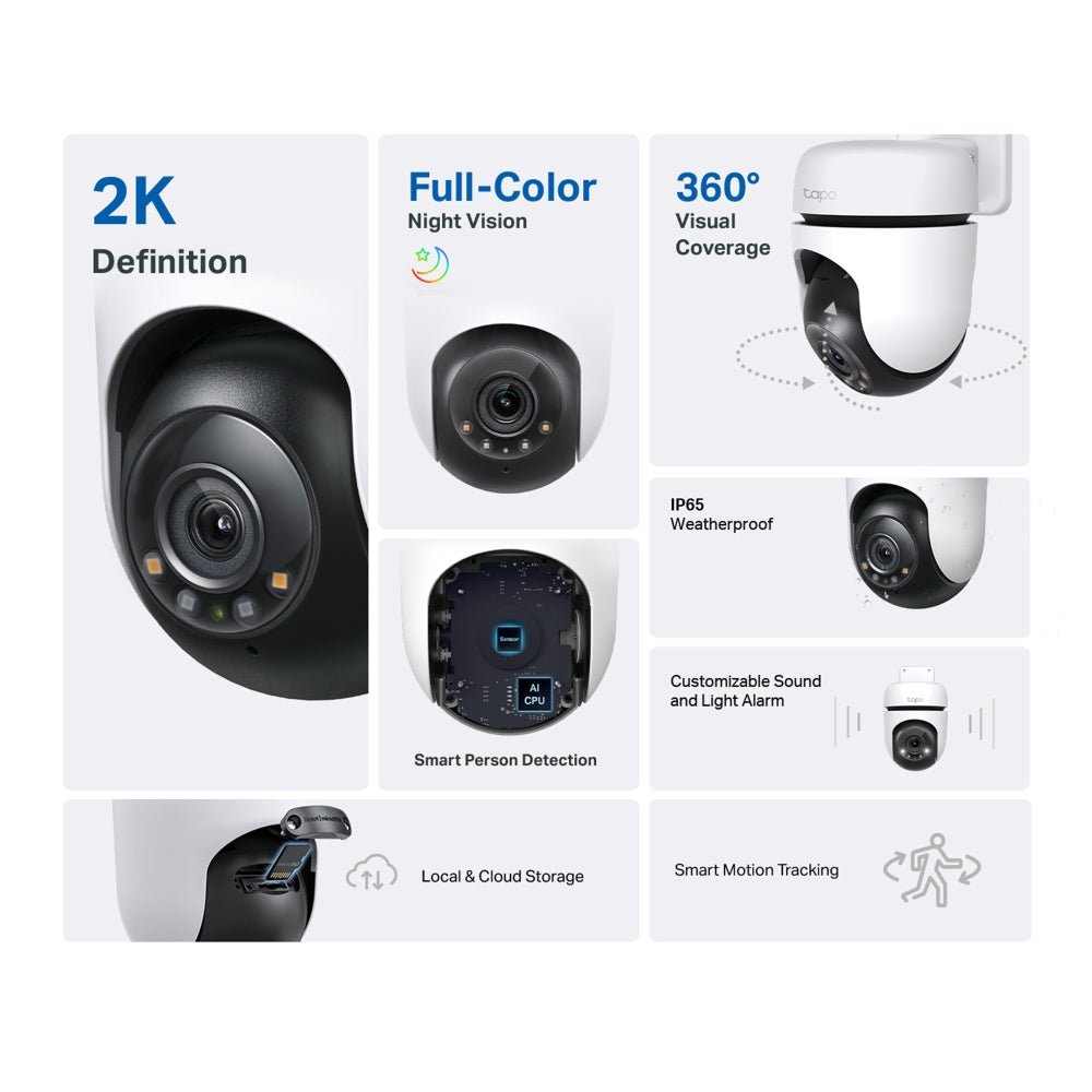 TP-Link Tapo C510W 3MP 2K HD WiFi Outdoor 360º Pan Tilt IP Camera - ACE Peripherals