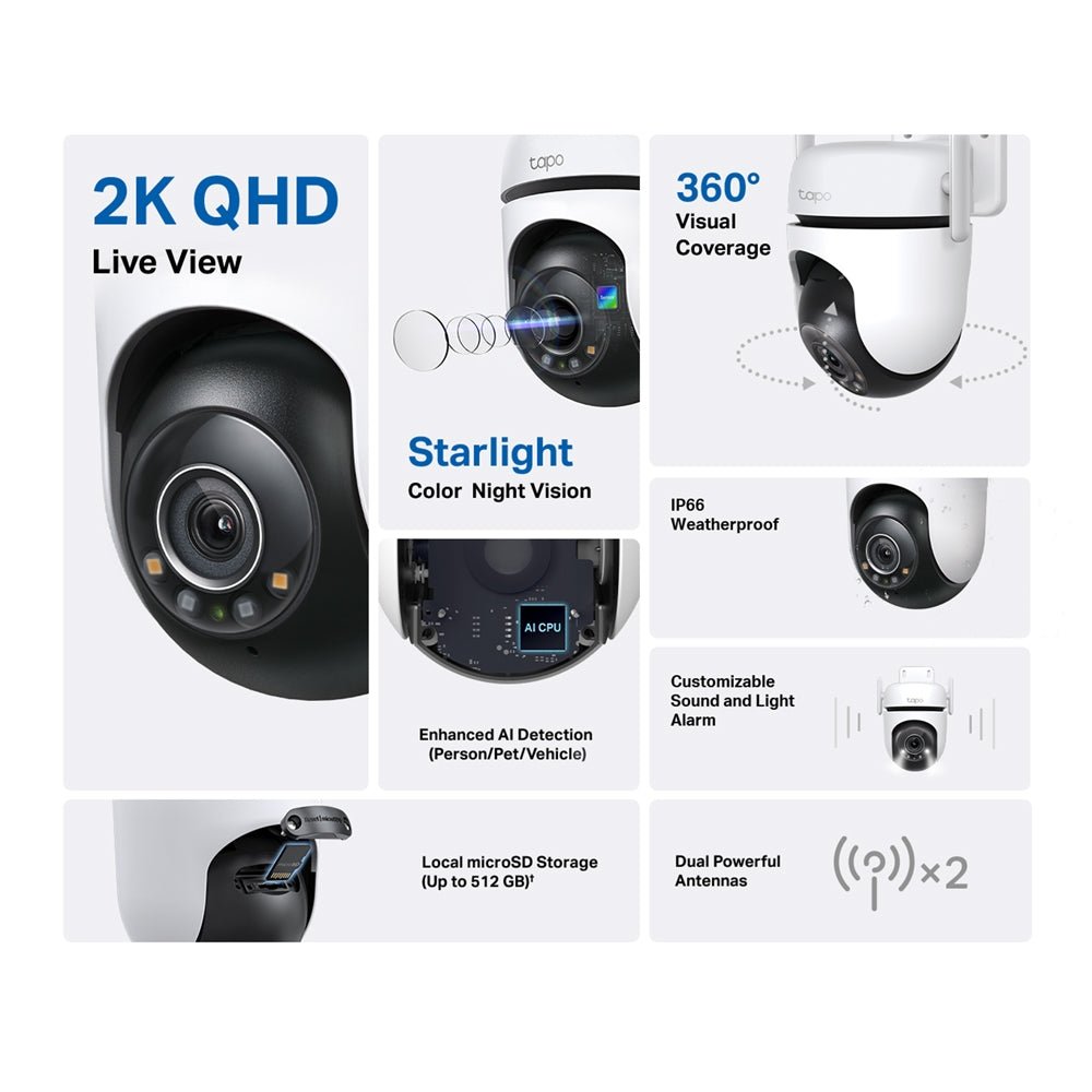TP-Link Tapo C520WS 4MP 2K QHD WiFi Outdoor 360º Pan Tilt IP Camera - ACE Peripherals