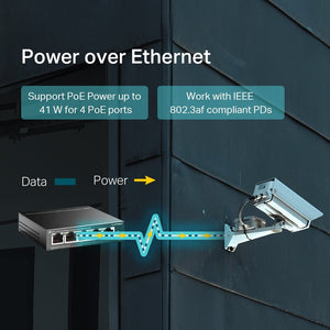 TP-Link TL-SF1005LP 5-Port 10/100Mbps 250m Long Range PoE Unmanaged Switch - ACE Peripherals
