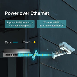 TP-Link TL-SF1008LP 8-Port 10/100Mbps with 4-Port 250m Long Range PoE Unmanaged Switch - ACE Peripherals