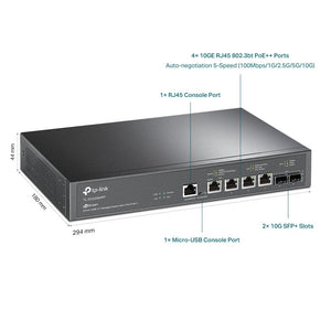 TP-Link TL-SX3206HPP JetStream 6-Port 10GE L2+ Managed Switch with 4-Port PoE++ - ACE Peripherals